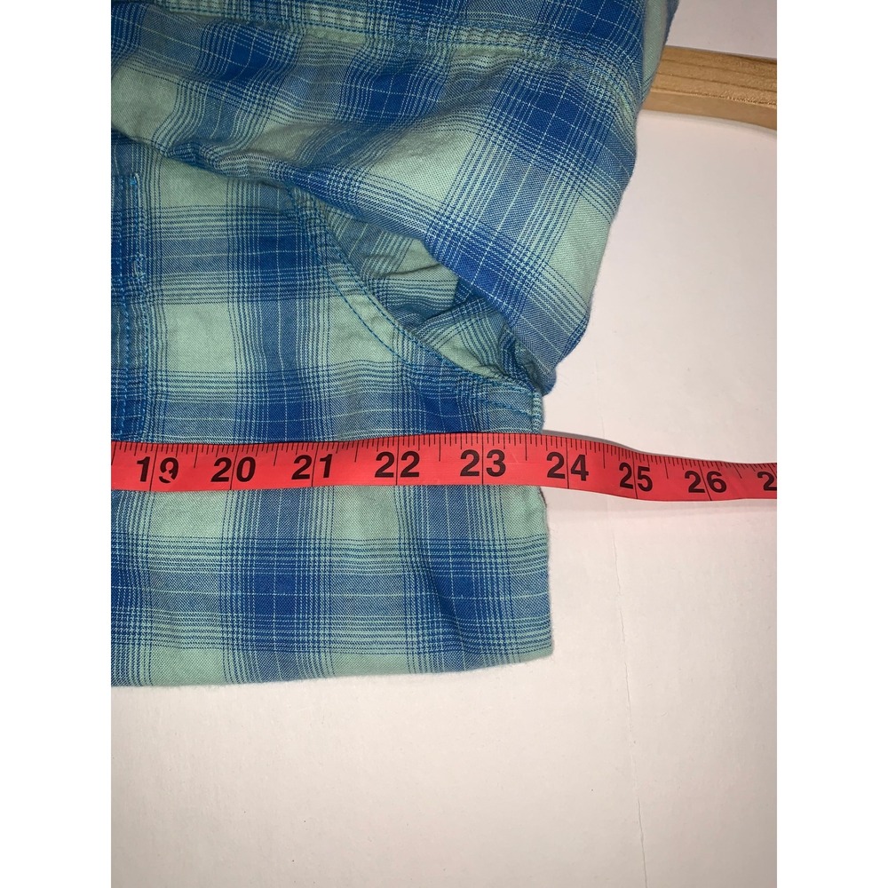 Even Tide Mens Regular Fit Blue Green Plaid Cotton Button Down Shirt L - Picture 9 of 11